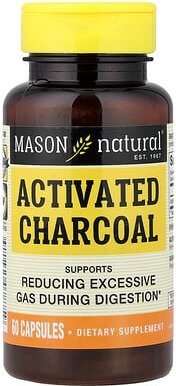 Mason Natural, Activated Charcoal, Aktivkohle, 60 Kapseln (260 mg pro Kapsel)