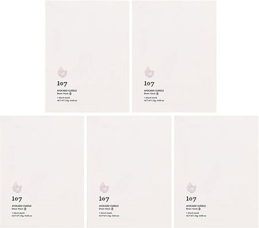 107 Beauty, Avocado Cuddle, Beauty Sheet Masks, 5 Tuchmasken, je 25 g (0,88 oz.)