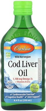 Carlson, Kabeljau-Leberöl, natürlicher grüner Apfel, 1.100 mg, 250 ml (8,4 fl. oz.)