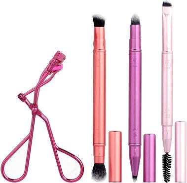 Real Techniques, Double Time Brush + Lash Set, Bürsten- und Wimpernbürsten-Set, 4 Stück