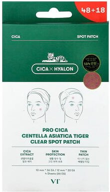 VT Cosmetics, Pro Cica Centella Asiatica Tiger Clear Spot Patch, 4 Tücher, 66 Pads