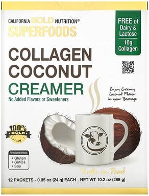 California Gold Nutrition, Superfoods, Collagen Coconut Creamer with Organic Coconut Milk Powder, and Hydrolyzed Collage...