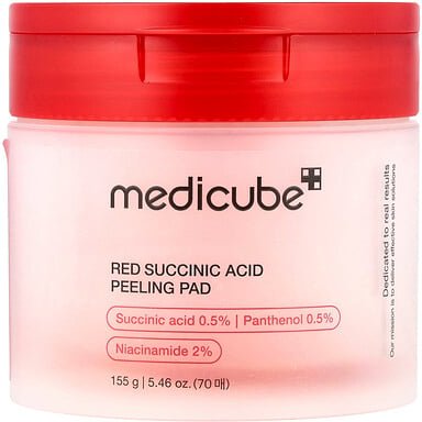 Medicube, Red Succinic Acid Peeling Pad, Red Succinic Acid, 70 Pads