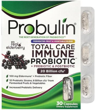 Thumbnail - Probulin, Total Care Immune Probiotic + Prebiotic & Postbiotic with Real Elderberry, 20 Milliarden KBE, 30 Kapseln