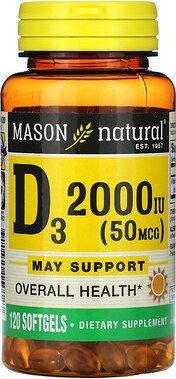 Thumbnail - Mason Natural, D3, 50 mcg (2.000 IU), 120 Weichkapseln