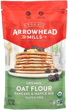 Arrowhead Mills, Organic Oat Flour Pancake & Waffle Mix, Bio-Hafermehl-Pfannkuchen- und Waffelmischung, glutenfrei, 453 ...