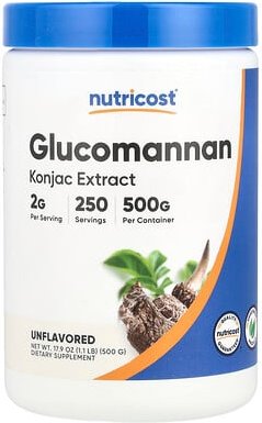 Thumbnail - Nutricost, Glucomannan, Unflavored, Glucomannan, geschmacksneutral, 500 g (17,9 oz.)