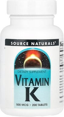 Source Naturals, Vitamin K, 500 mcg, 200 Tabletten