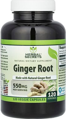 Herbal Secrets, Ingwerwurzel, 550 mg, 120 pflanzliche Kapseln