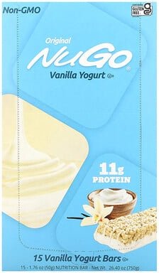 NuGo Nutrition, Original Riegel, Vanille-Joghurt, 15 Riegel, je 50 g (1,76 oz.)