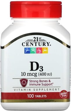 Thumbnail - 21st Century, Vitamin D3, 10 mcg (400 IU), 100 Tabletten