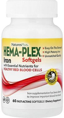 NaturesPlus, Hema-Plex® Eisen, 60 schnell wirkende Weichkapseln