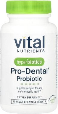 Vital Nutrients, Hyperbiotics®, Pro-Dental® Probiotic, Probiotikum, natürliche Minze, 90 vegane Kautabletten