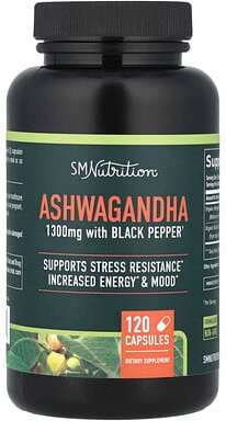 Thumbnail - SMNutrition, Ashwagandha With Black Pepper, Ashwagandha mit schwarzem Pfeffer, 120 Kapseln