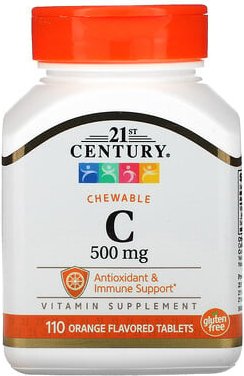 Thumbnail - 21st Century, Chewable C, Vitamin C-Kautabletten, Orangengeschmack, 500 mg, 110 Tabletten