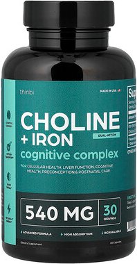 Thinbi, Choline + Iron, Cholin und Eisen, 60 Kapseln