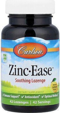 Carlson, Zinc-Ease™ Soothing Lozenge, beruhigende Lutschtabletten, natürlicher Zitronengeschmack, 42 Lutschtabletten