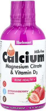 Bluebonnet Nutrition, Liquid Calcium, Magnesium-Citrat plus Vitamin D3, natürliche Erdbeergeschmack, 16 fl oz (472 ml)