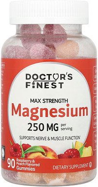 Doctor's Finest, Magnesium, Himbeere und Pfirsich, 90 Fruchtgummis (83 mg pro Fruchtgummi)