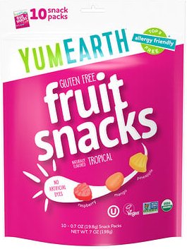 YumEarth, Gluten Free Fruit Snacks, Tropical, glutenfreie Fruchtsnacks, tropisch, 10 Snack-Packungen, je 19,8 g (0,7 oz....