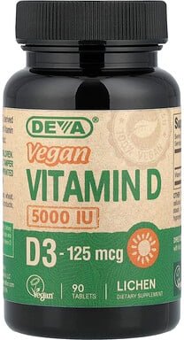 Thumbnail - Deva, Veganes Vitamin D, D3, 125 mcg (5.000 IU), 90 Tabletten