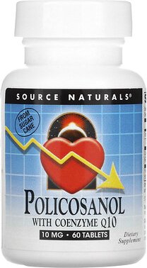 Source Naturals, Policosanol With Coenzyme Q10, Policosanol mit Coenzym Q10, 10 mg, 60 Tabletten