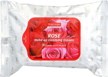 Purederm, Make-Up Reinigungstücher, Rose, 30 Tücher