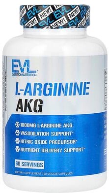 EVLution Nutrition, L-Arginine AKG, L-Arginin AKG, 120 vegetarische Kapseln (500 mg pro Kapsel)