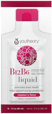 Thumbnail - Youtheory, B12 B6 Liquid, On The Go, Himbeere, 12 Päckchen, je 30 ml (1 fl. oz.).