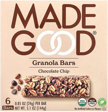 MadeGood, Bio, Knuspermüsli-Riegel, Chocolate Chip, 6 Riegel, je 0,85 oz (24 g)