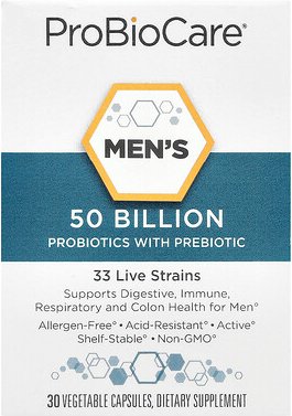 ProBioCare, Men‘s Probiotics with Prebiotic, Probiotika mit Präbiotikum für Männer, 50 Milliarden, 30 pflanzliche Kapsel...