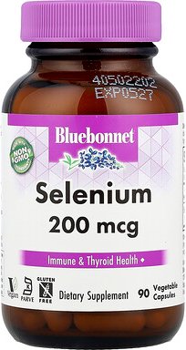 Bluebonnet Nutrition, Selenium, Selen, 200 mcg, 90 pflanzliche Kapseln