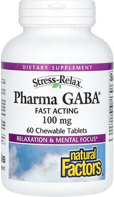 Natural Factors, Stress-Relax, Pharma GABA, 100 mg, 60 Kautabletten