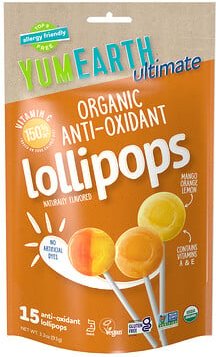 Thumbnail - YumEarth, Ultimate, Organic Anti-Oxidant Lollipops, Bio-Antioxidans-Lutscher, Mango, Orange, Zitrone, 15 Lutscher, 93 g ...