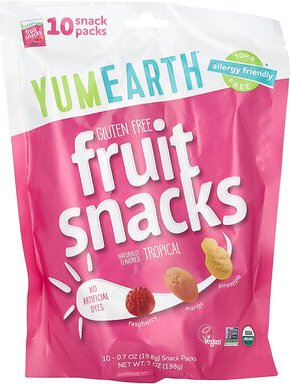 YumEarth, Gluten Free Fruit Snacks, Tropical, glutenfreie Fruchtsnacks, tropisch, 10 Snack-Packungen, je 19,8 g (0,7 oz....