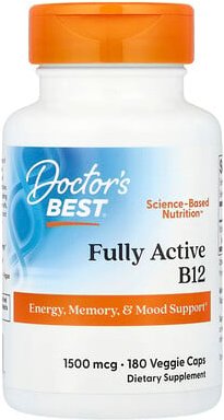 Doctor's Best, Fully Active B12, Vitamin B12, 1.500 mcg, 180 vegetarische Kapseln