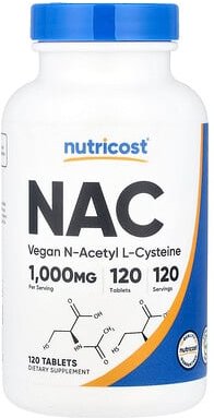 Nutricost, NAC, N-Acetylcystein, 1.000 mg, 120 Tabletten