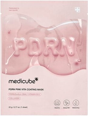Medicube, PDRN Pink Vita Beschichtung Beauty-Maske, 1 Tuchmaske, 22 g (0,77 oz.)