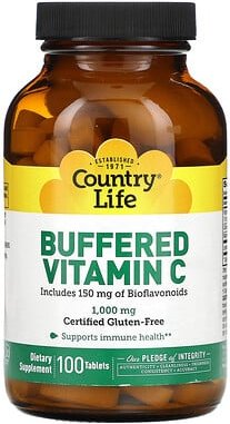 Country Life, Gepuffertes Vitamin C, 1.000 mg, 100 Tabletten