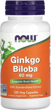 NOW Foods, Ginkgo biloba, 60 mg, 120 pflanzliche Kapseln