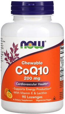 NOW Foods, Chewable CoQ10, 200 mg, 90 Lutschtabletten
