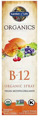 Garden of Life, MyKind Organics, B12 Organic Spray, Bio-Spray, Himbeere, 58 ml (2 fl. oz.)