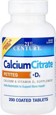 21st Century, Calcium Citrate Peptites + D3, Calciumcitrat-Peptitde + D3, 200 beschichtete Tabletten