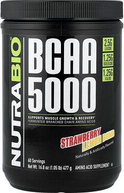 NutraBio, BCAA 5000, Erdbeer-Zitronen-Bombe, 477 g (1,05 lbs.)