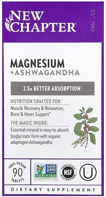 New Chapter, Magnesium + Ashwagandha, 90 vegane Tabletten