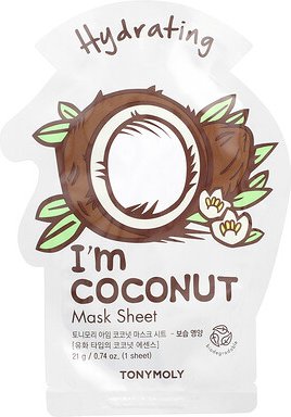 TonyMoly, I'm Coconut, Hydrating Beauty Mask Sheet, feuchtigkeitsspendende Beauty-Gesichtsmaske, 1 Tuchmaske, 21 g (0,74...