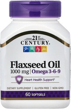 21st Century, Leinsamenöl, 1.000 mg, 60 Weichkapseln