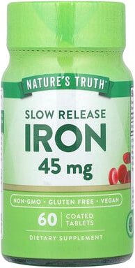 Nature's Truth, Iron, langsame Freisetzung, 45 mg, 60 beschichtete Tabletten