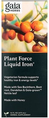 Gaia Herbs, Plant Force Liquid Iron®, flüssiges Eisen (16 fl. oz.) 473 ml (16 fl. oz.)