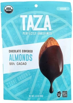 Taza Chocolate, Chocolate Covered Almonds, Mandeln mit Schokoladenüberzug, 55% Kakao, 99 g (3,5 oz.)